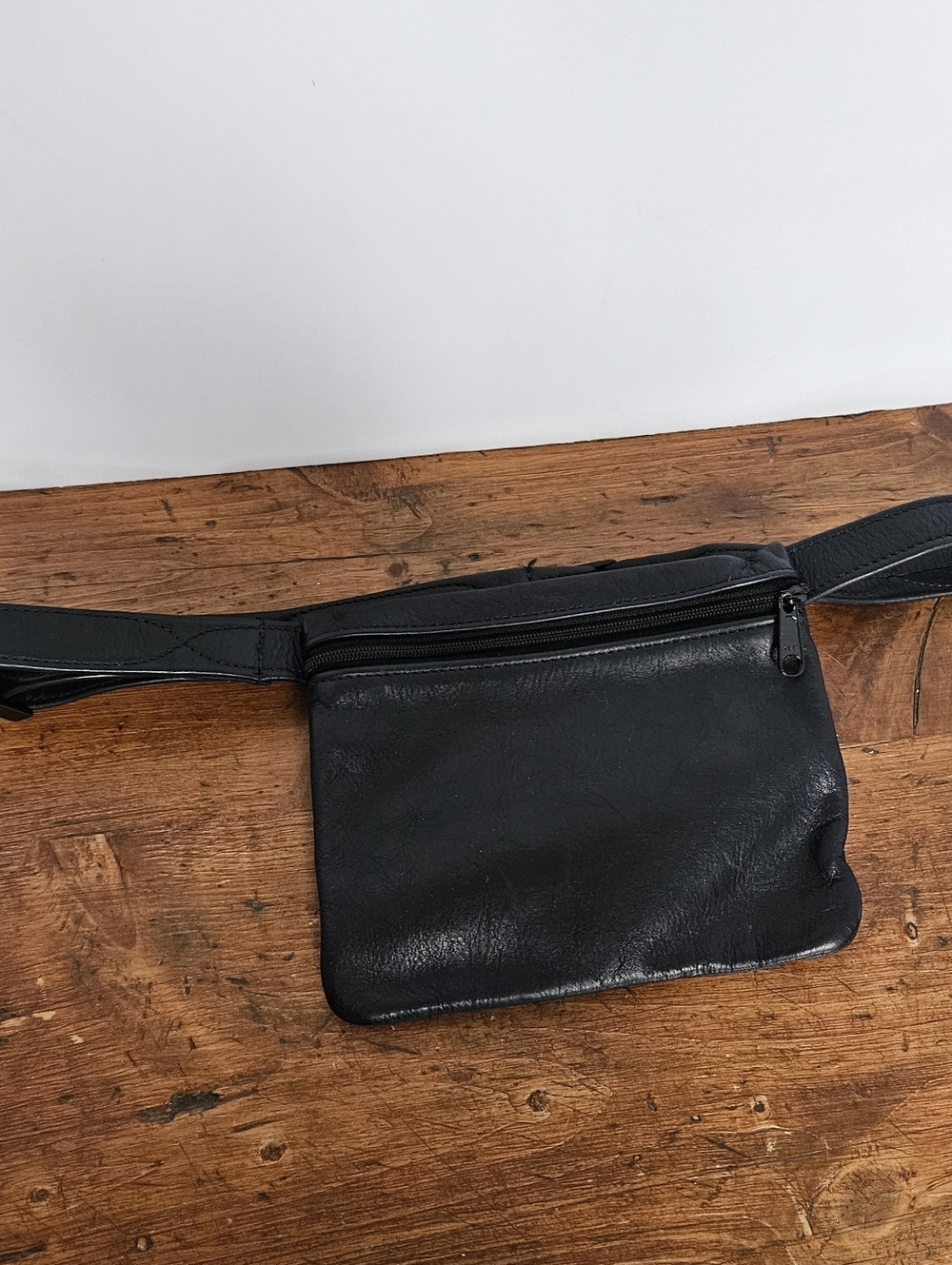 Vintage Mt. Airy Leathers Dark Navy Leather Belt Bag Pouch Fanny Pack